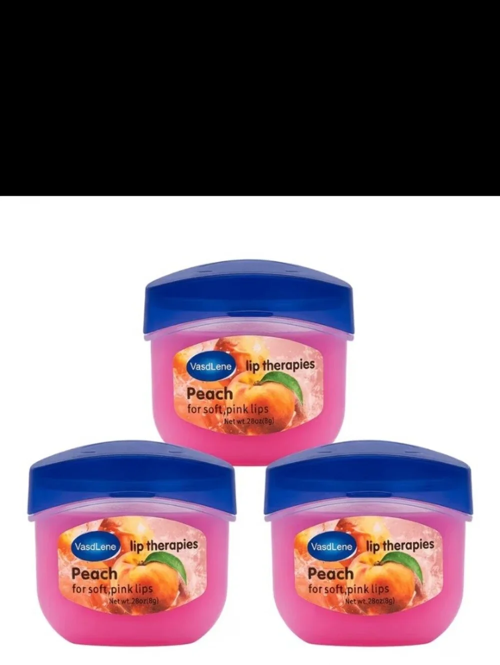 Brand New Vaseline Peach Lip Therapy Balm - 3 Bottles
